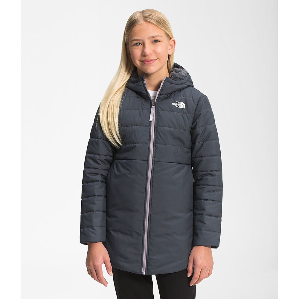 The North Face Parka Girls Australia - The North Face Reversible Mossbud Swirl Grey (IZY-019657)